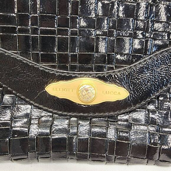 Elliott Lucca Black Woven Leather Clutch With Wrist Strap Women's Bag - Picture 11 of 11